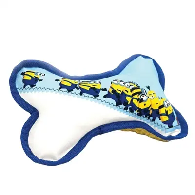 Minions hondenspeeltje canvas bot met piep blauw/wit 21 x 14,2 x 5 cm