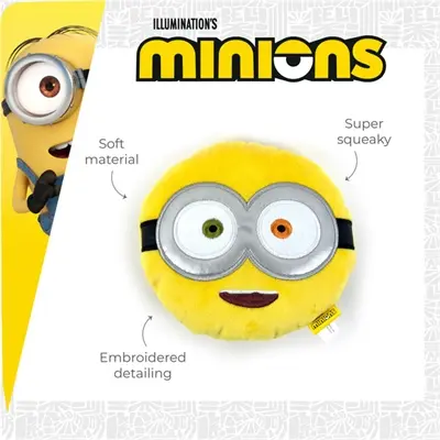 Minions hondenspeelgoed squeaky hoofd pluche assorti 19 x 15,5 x 6 cm