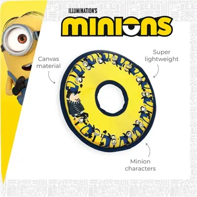 Minions hondenspeelgoed frisbee canvas geel 25 x 25 x 1,2 cm – met pieper