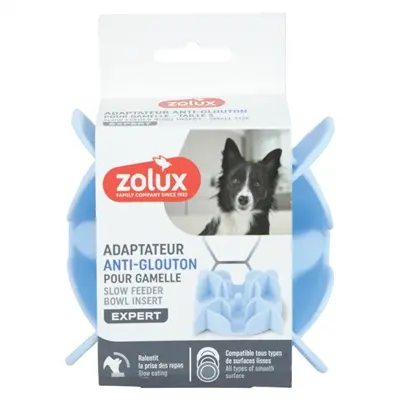 Zolux slowfeeder inzetstuk voor voerbak siliconen blauw 13,5 x 13,5 cm