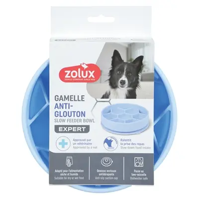 Zolux slow feed hondenvoerbak blauw 16 x 16 x 4,3 cm – zuignap