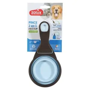 Zolux voerschep 2-in-1 met afsluitklem siliconen blauw 237 ml - Afbeelding 4