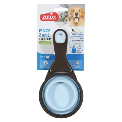 Zolux voerschep 2-in-1 met afsluitklem siliconen blauw 237 ml