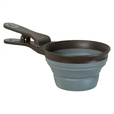 Zolux voerschep 2-in-1 met afsluitklem siliconen grijs 473 ml