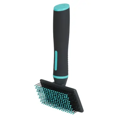 Zolux Anah slickerborstel met noppen zacht M 8 x 4 x 17,5 cm – zwart/blauw