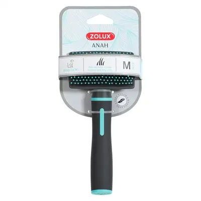 Zolux Anah slickerborstel met noppen zacht M 8 x 4 x 17,5 cm – zwart/blauw