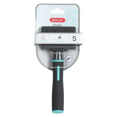 Zolux Anah slickerborstel intrekbaar S 7,5 x 5 x 18,5 cm – zwart/blauw