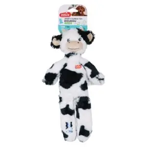 Zolux Furry Farm koe Isache pluche met touw wit/zwart 32 cm – speeltje - Afbeelding 4