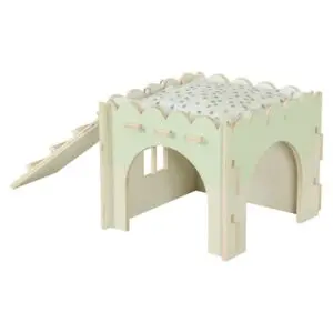 Zolux knaaghuis Cosy konijn van hout 25 x 25 x 20 cm – met trapje - Afbeelding 1