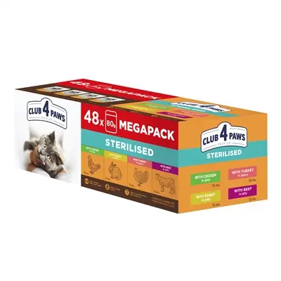 Club 4 Paws kattenvoer Premium Adult Sterilised megapack 48 x 80 g