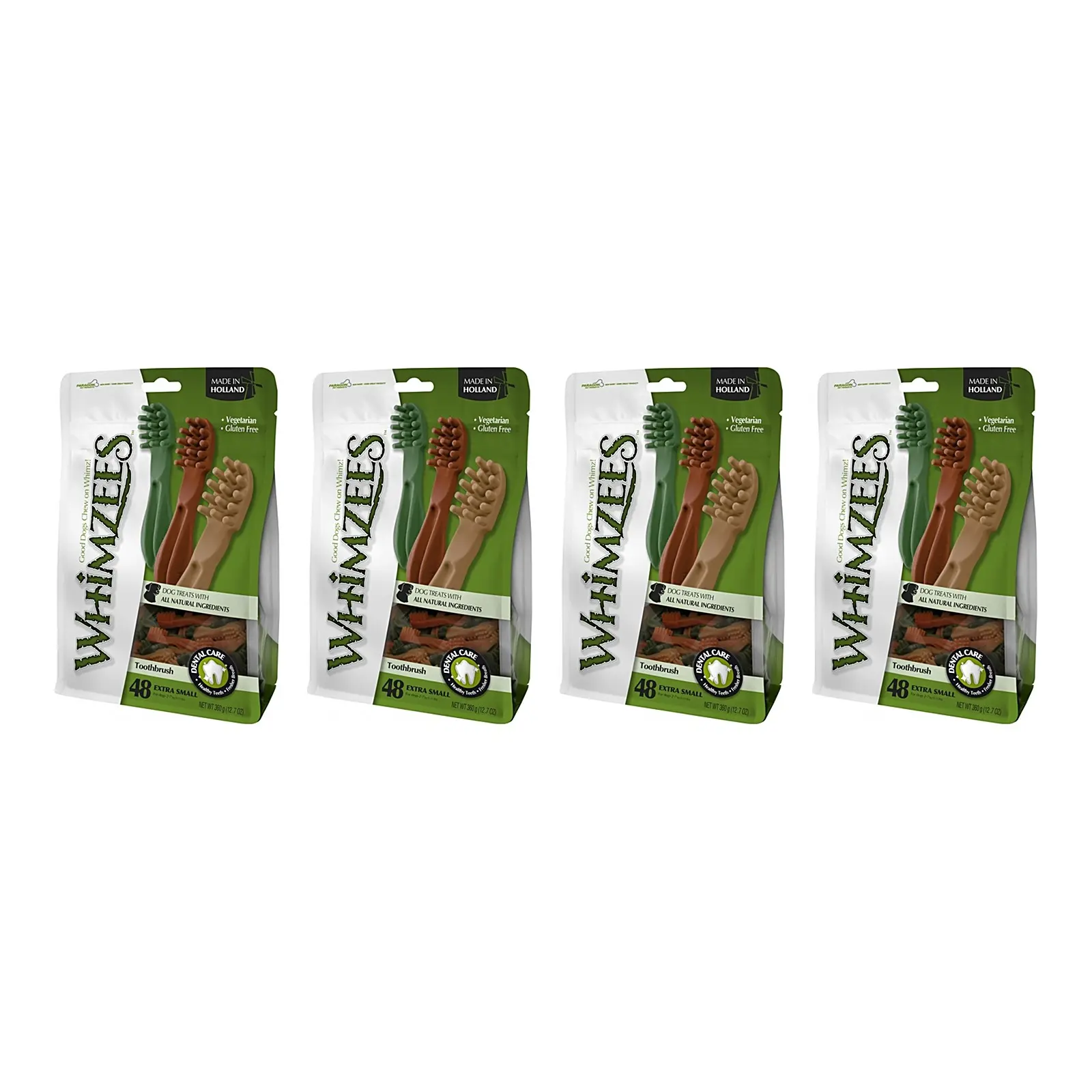 Whimzees Hond Small - Tandenborstel Vegetarische Kauwsnacks 8,5 cm - 4 x 24 stuks - Voordeelverpakking - Afbeelding 1