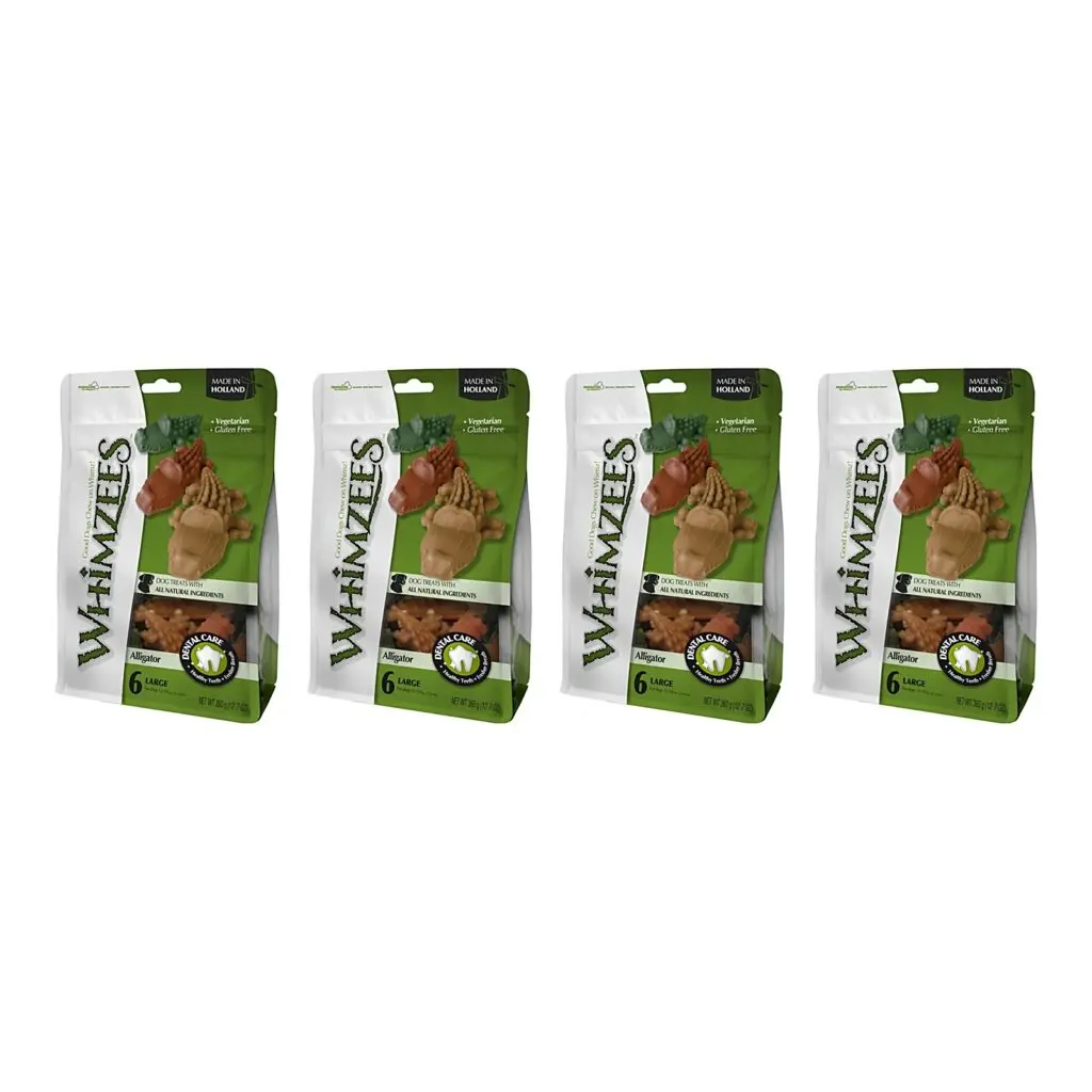 Whimzees Hond Krokodil Medium - Vegetarische Kauwsnacks 9 cm - 4 x 12 stuks - Voordeelverpakking