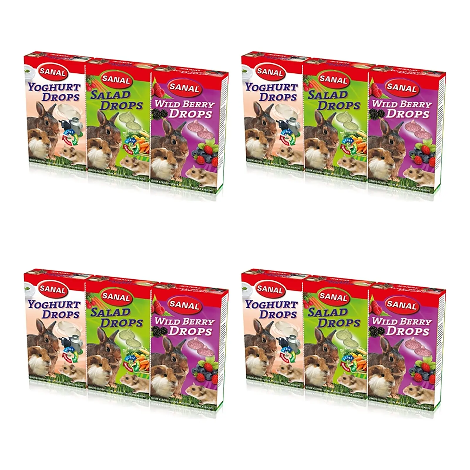 Sanal knaagdier drops groenten, bosvruchten, yoghurt – multipack 4 stuks - Afbeelding 1