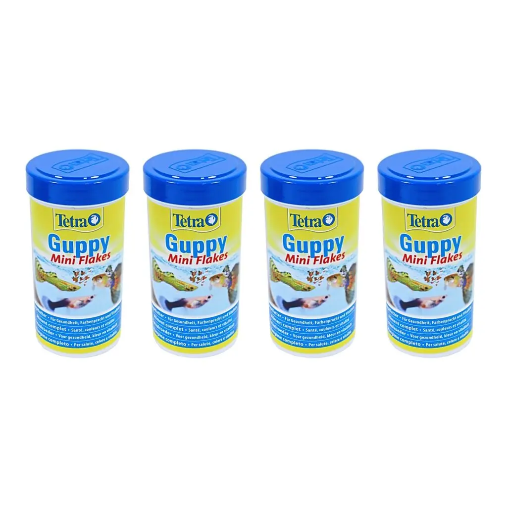 Guppy Visvoer - Tetra Guppy Vlokken met Kleurversterker - 4 x 250 ml - Voordeelverpakking