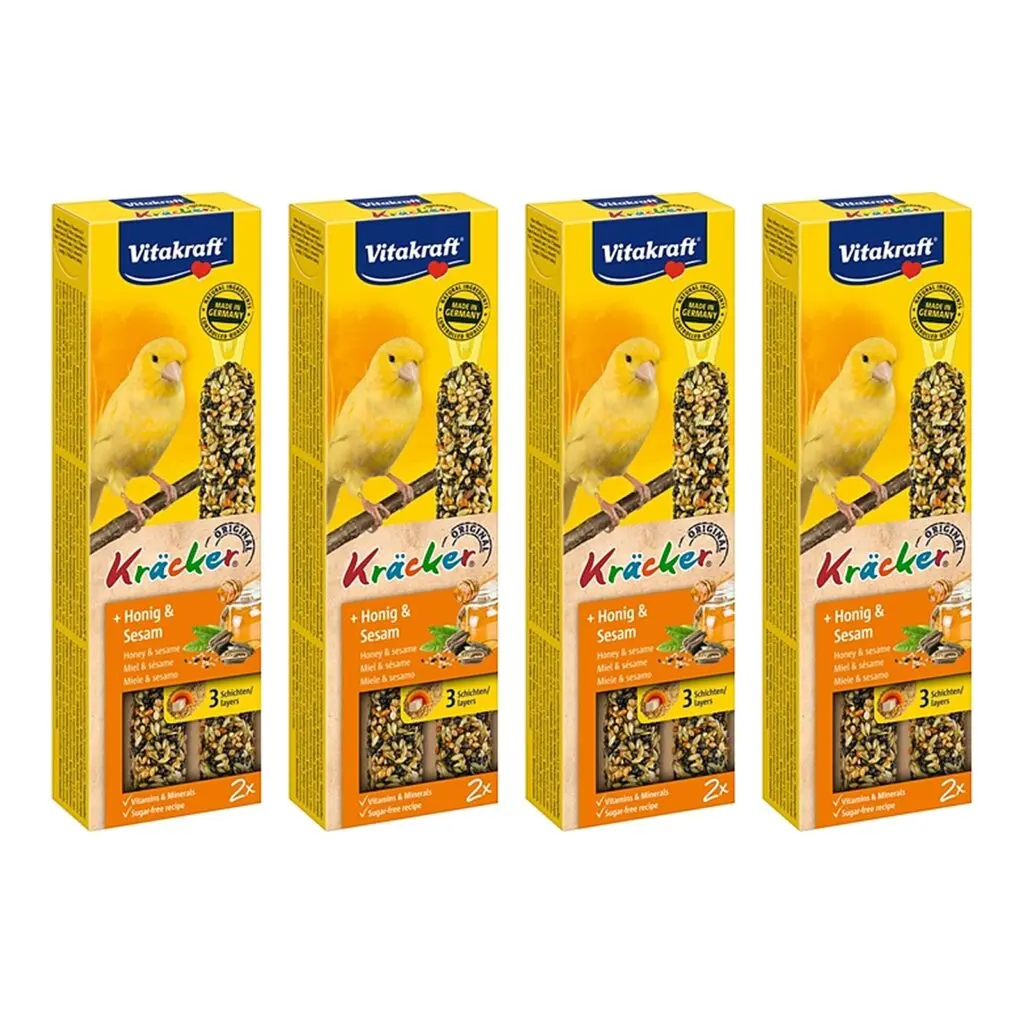 Vitakraft kanarie kracker honing 2 in 1 – multipack 4 x 2 stuks