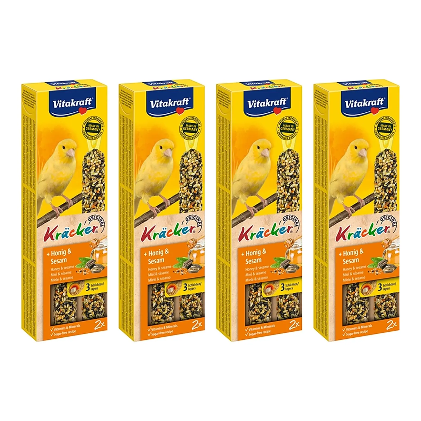 Vitakraft kanarie kracker honing 2 in 1 – multipack 4 x 2 stuks - Afbeelding 1