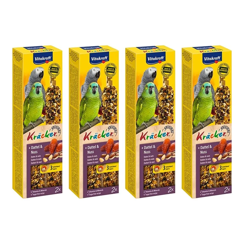Vitakraft papegaai kracker fruit en noot 2 in 1 – multipack 4 x 2 stuks