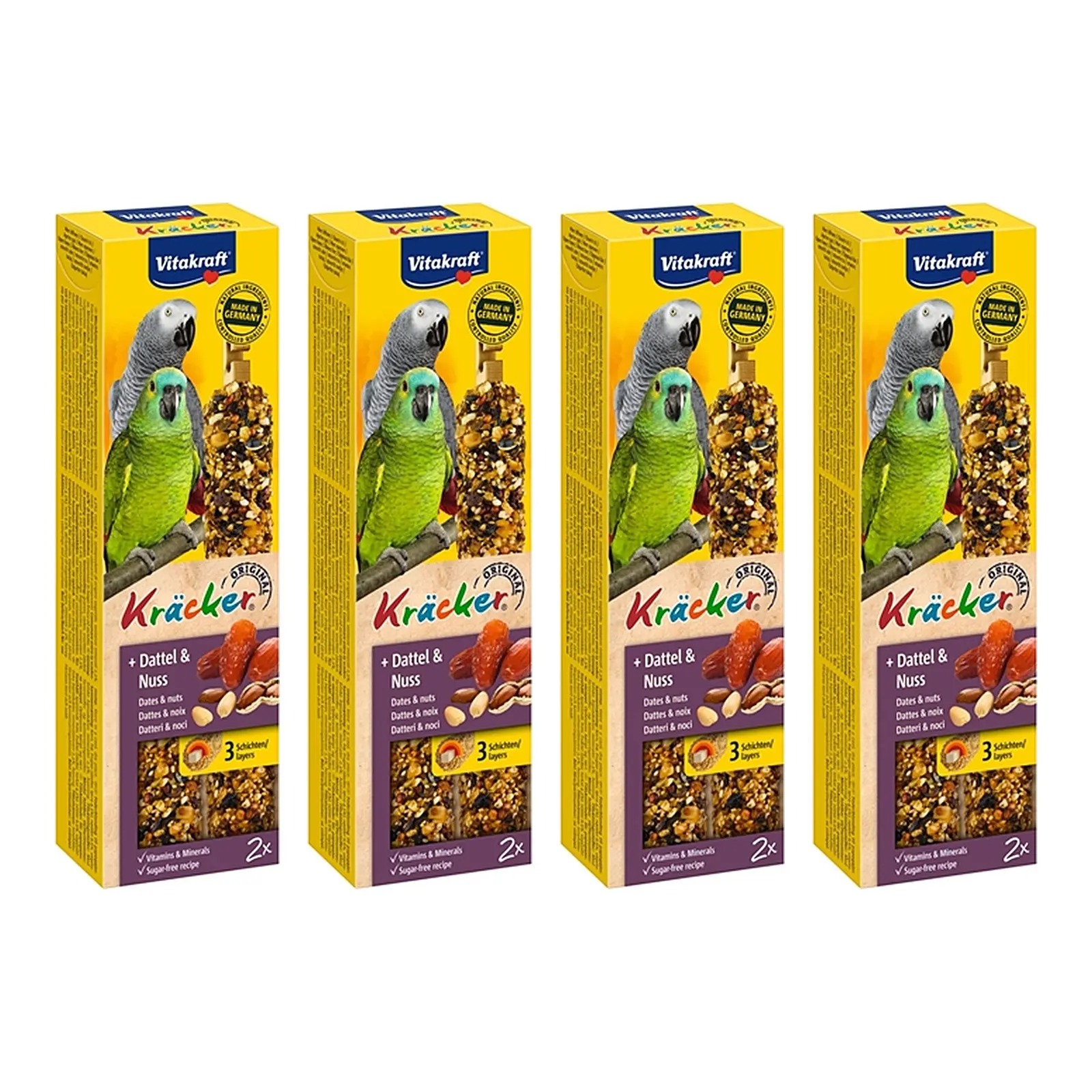Vitakraft papegaai kracker fruit en noot 2 in 1 – multipack 4 x 2 stuks - Afbeelding 1