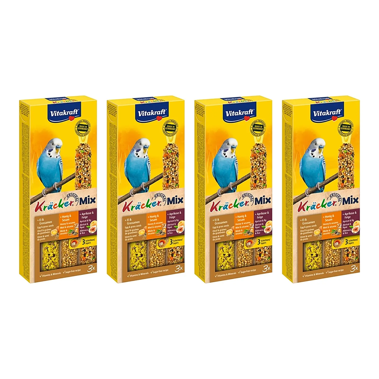 Vitakraft parkiet kracker honing, fruit en ei – multipack 4 x 3 stuks - Afbeelding 1