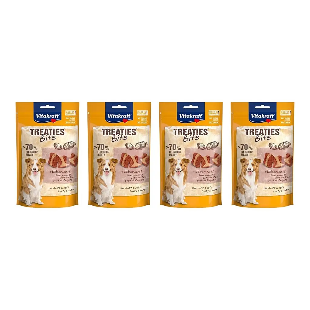 Vitakraft Treaties Bits leverworst 120 g – suikervrij, multipack 4 stuks
