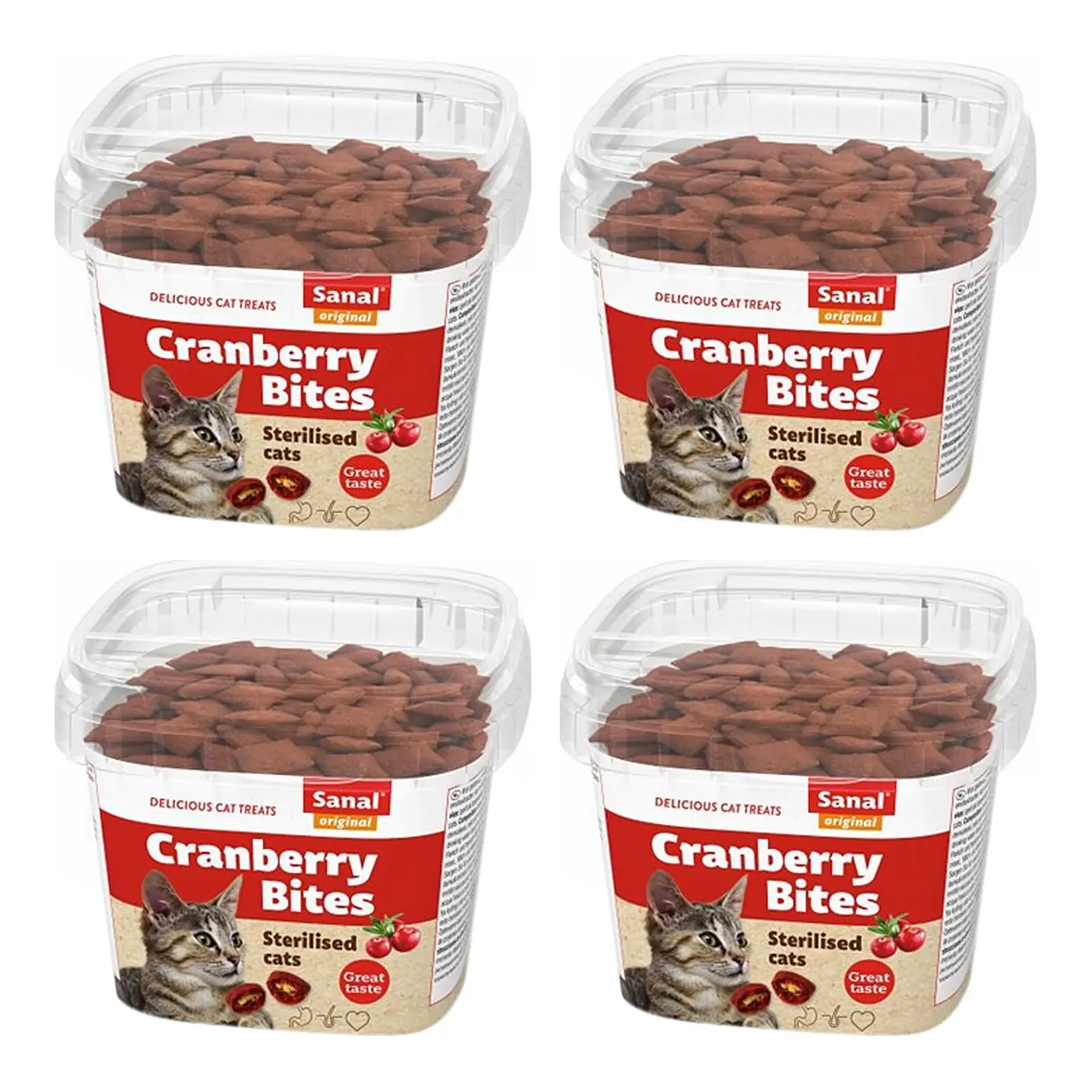 Sanal kattensnoepjes cranberry en kip 75 g – multipack 4 stuks - Afbeelding 1