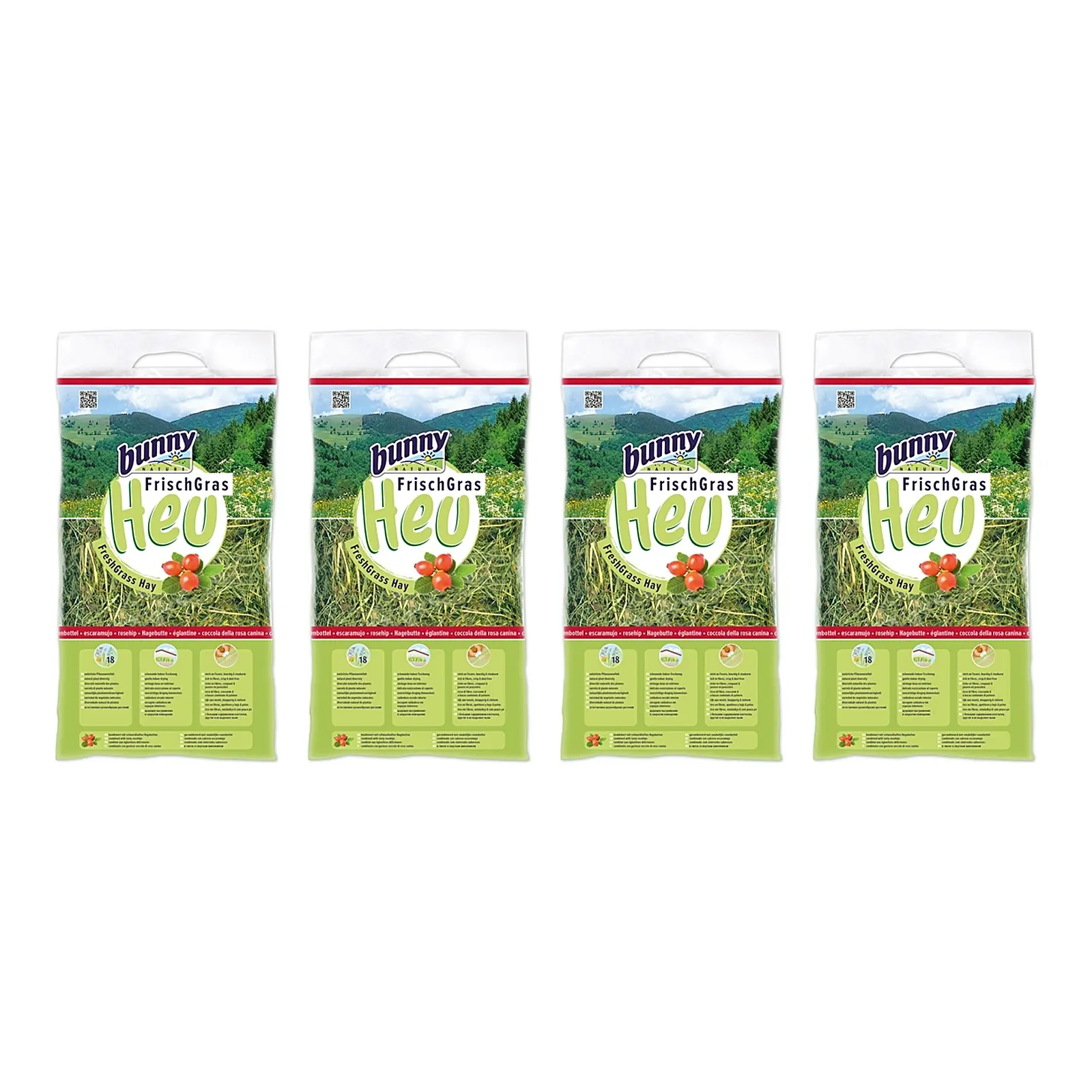 Bunny Nature vers gras hooi met rozenbottel 500 g – multipack 4 stuks - Afbeelding 1