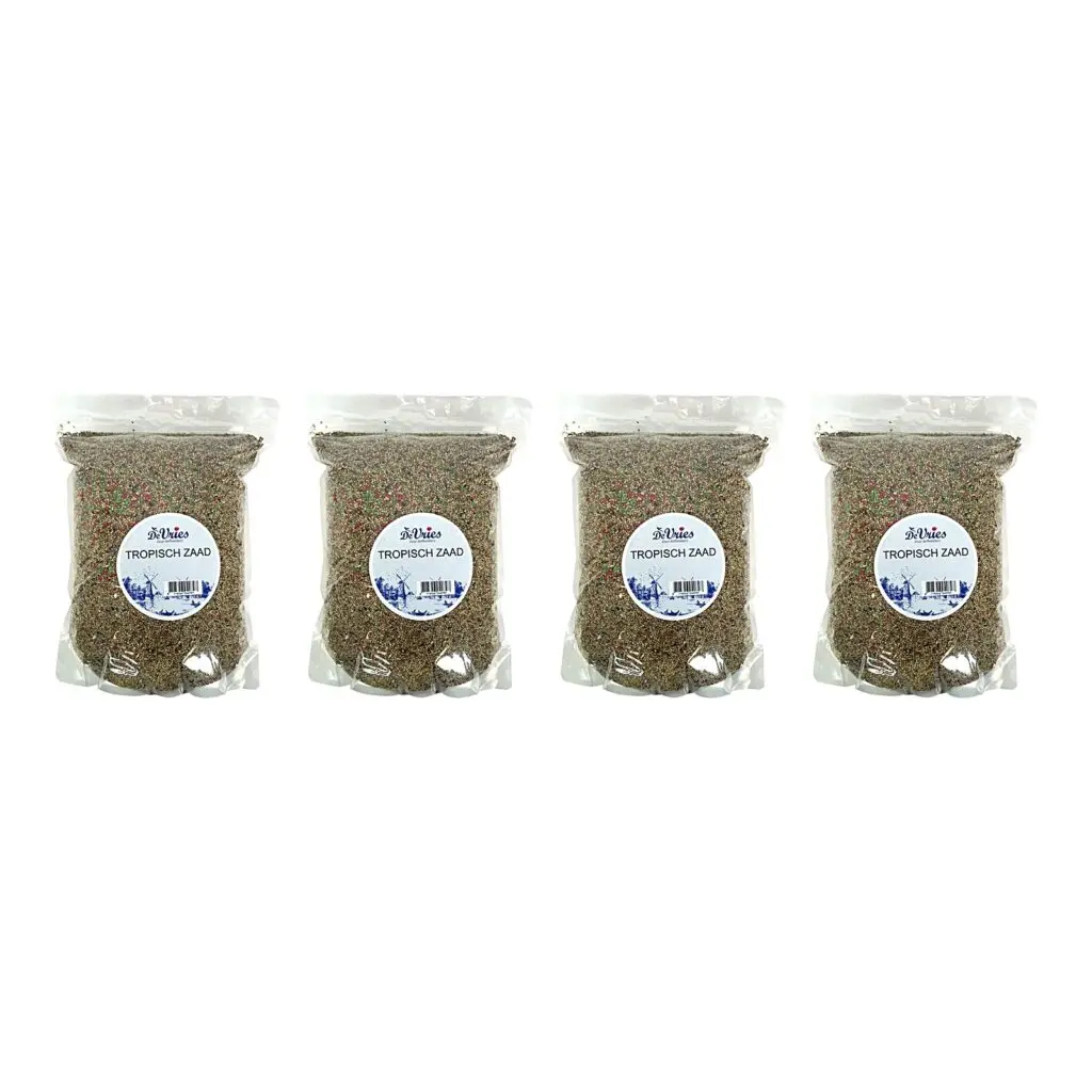 De Vries tropisch zaad 2,5 kg – 4 stuks, met fruitkorrels (multipack)