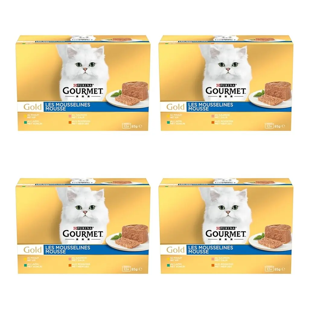Gourmet Gold kattenvoer mousse kip 85 g – multipack 4 x 12 stuks