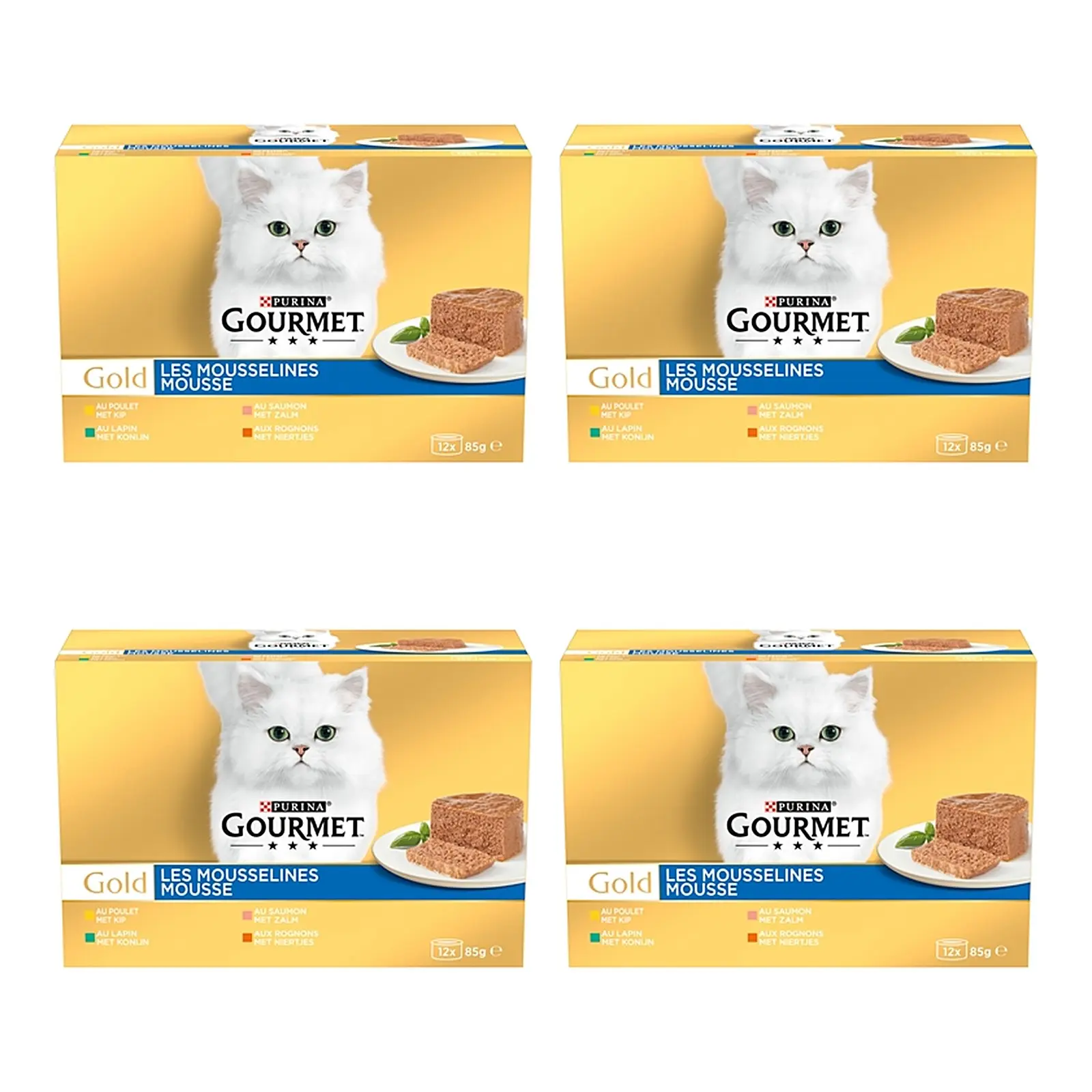 Gourmet Gold kattenvoer mousse kip 85 g – multipack 4 x 12 stuks - Afbeelding 1
