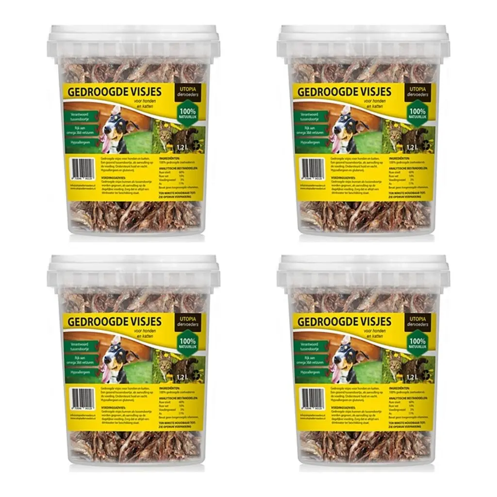 Utopia gedroogde visjes voor hond en kat 1,2 l – multipack 4 stuks