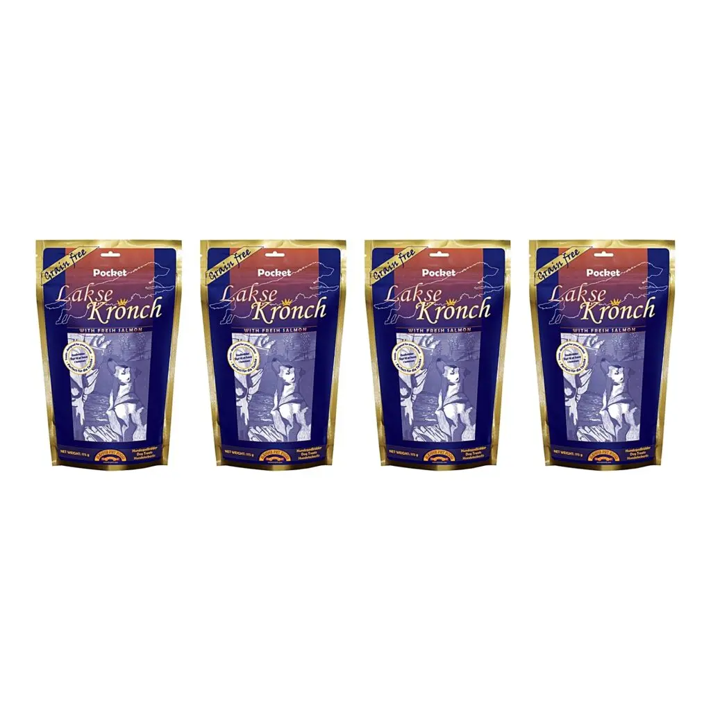 Kronch zalmsnacks pockets hond 175 g – 76% zalm – multipack 4 stuks