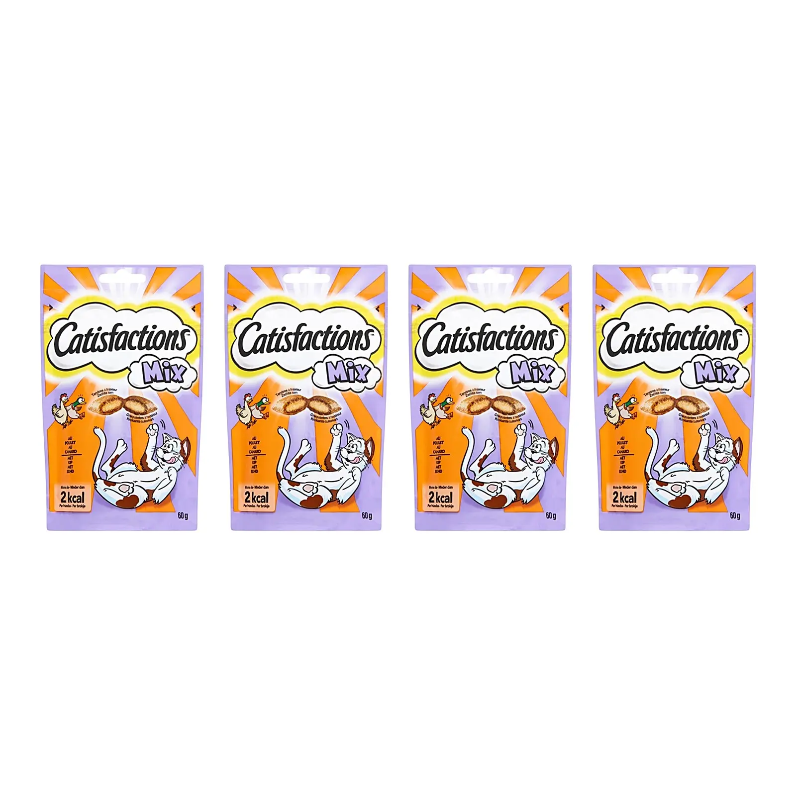 Catisfactions kattensnack kip en eend 60 g – multipack 4 stuks - Afbeelding 1