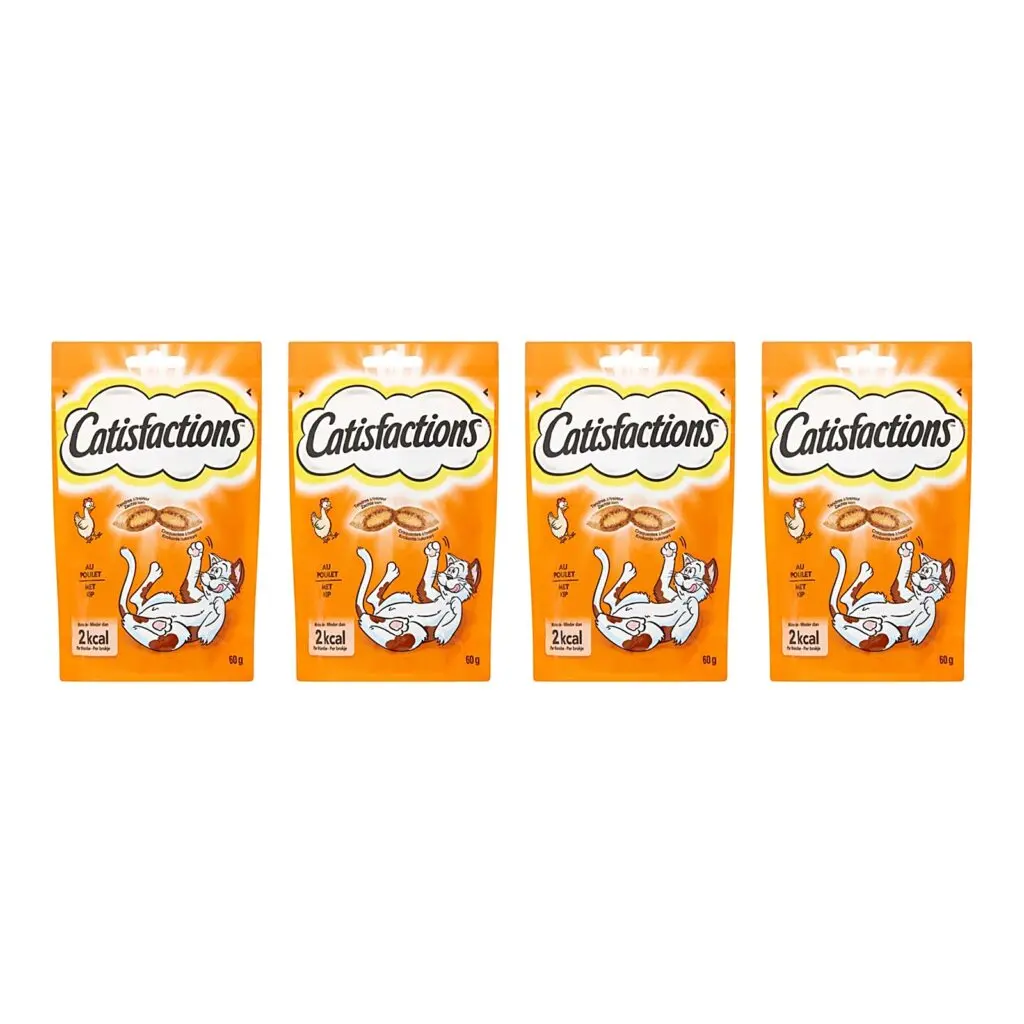 Catisfactions kattensnack kip met zachte vulling 60 g – multipack 4 stuks