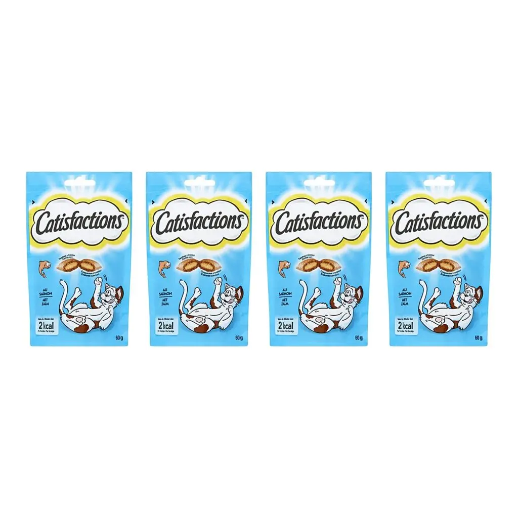 Catisfactions kattensnack krokante zalm 60 g – multipack 4 stuks