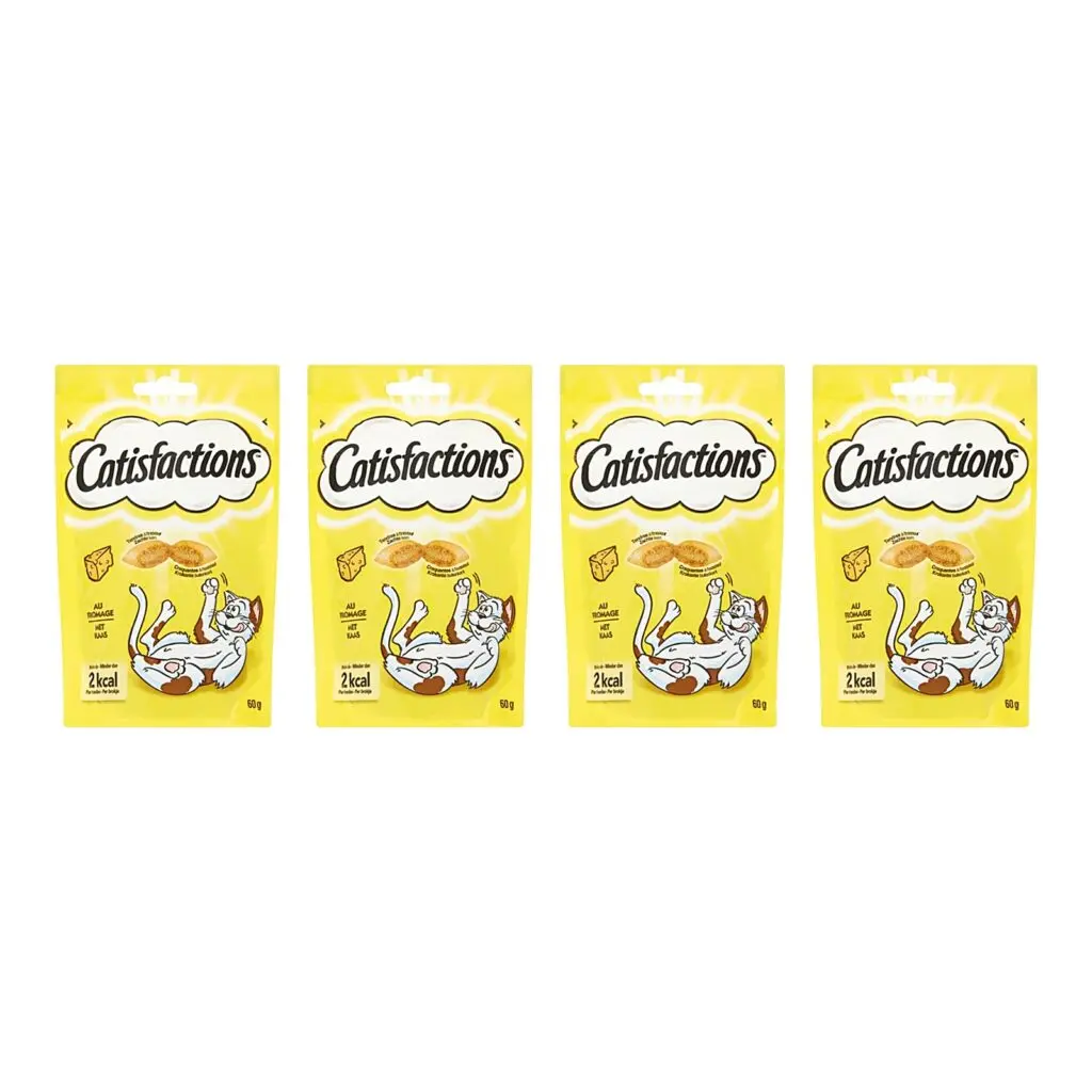 Catisfactions kattensnack krokant met kaas 60 g – multipack 4 stuks