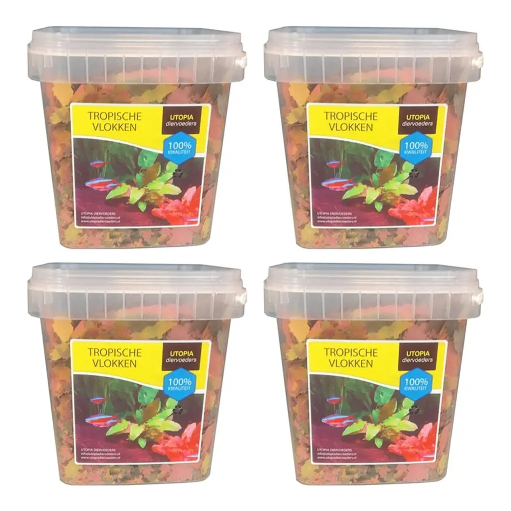 Utopia tropische vlokken visvoer 420 g – eiwitrijk, multipack 4 stuks