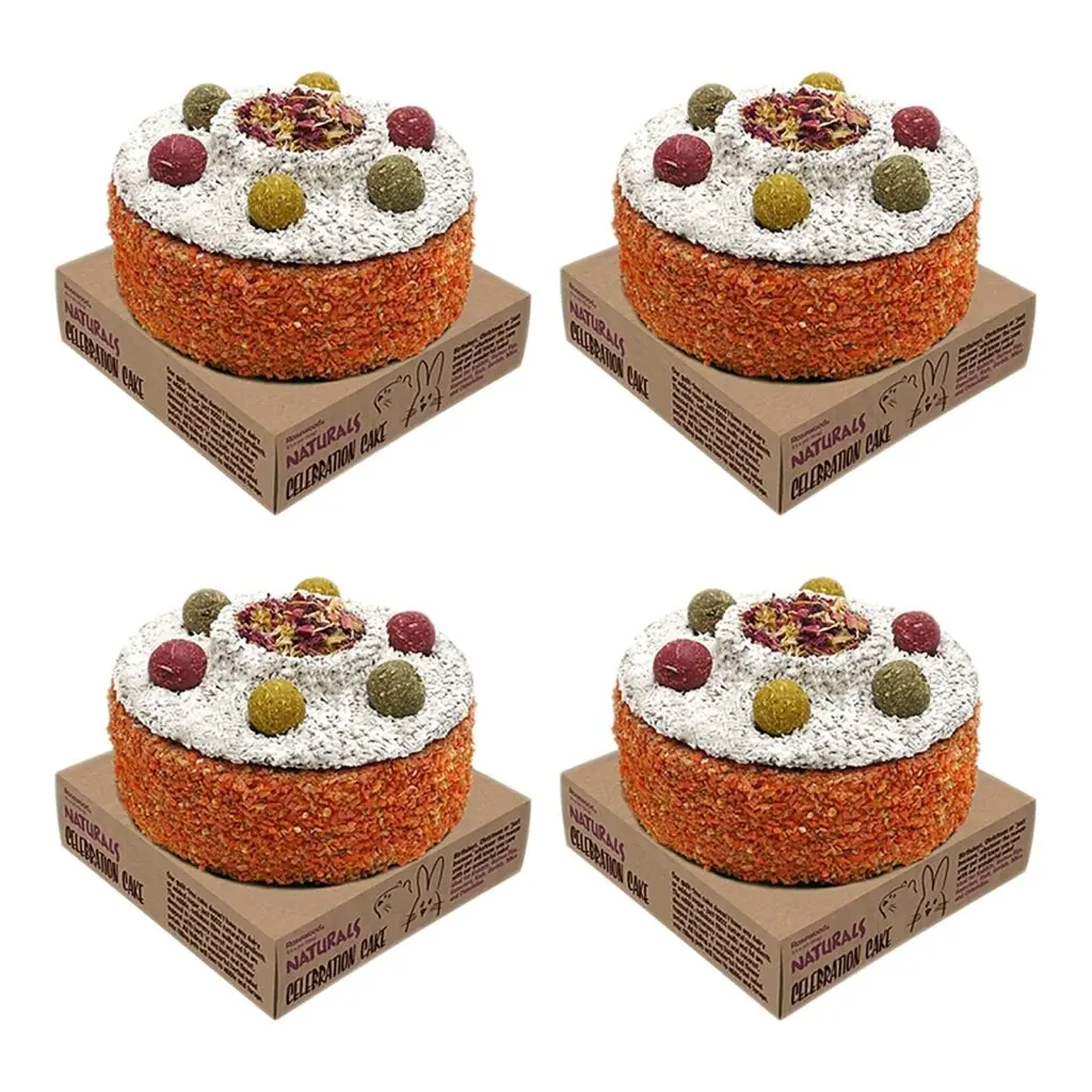Rosewood Naturals verjaardagstaart konijn 13 x 13 cm – multipack 4 stuks