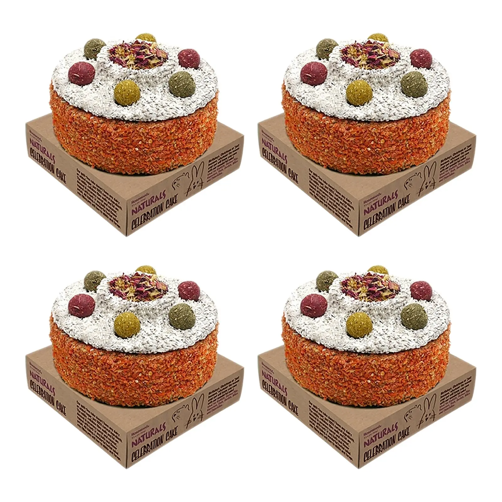 Rosewood Naturals verjaardagstaart konijn 13 x 13 cm – multipack 4 stuks - Afbeelding 1
