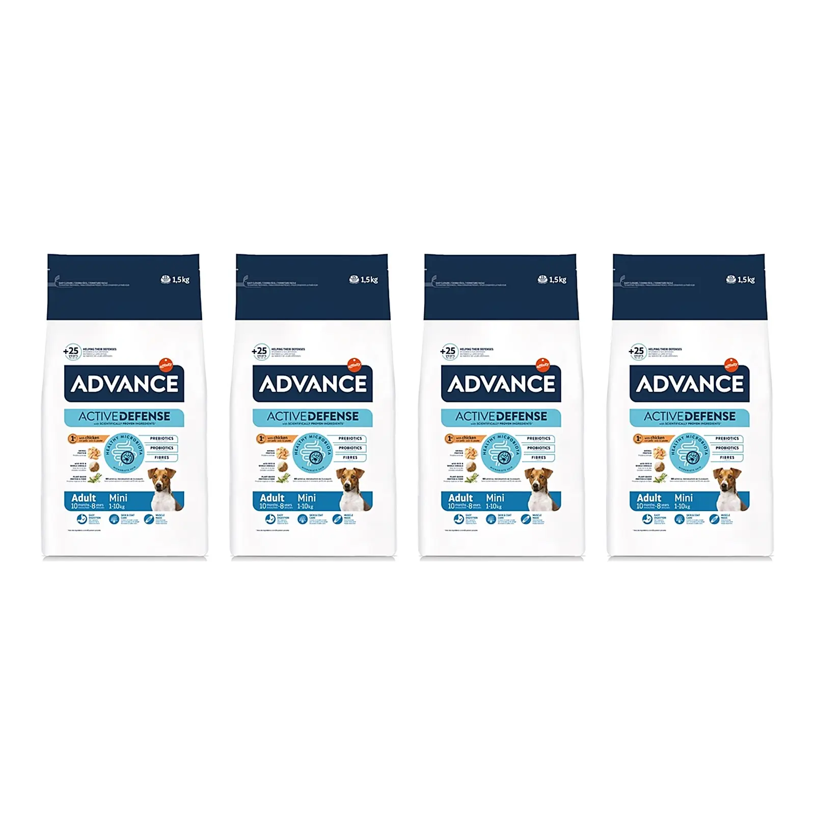 Hondenvoer Kleine Rassen - Advance Mini Adult Kip & Rijst - 4 x 1,5 kg - Voordeelverpakking - Afbeelding 1