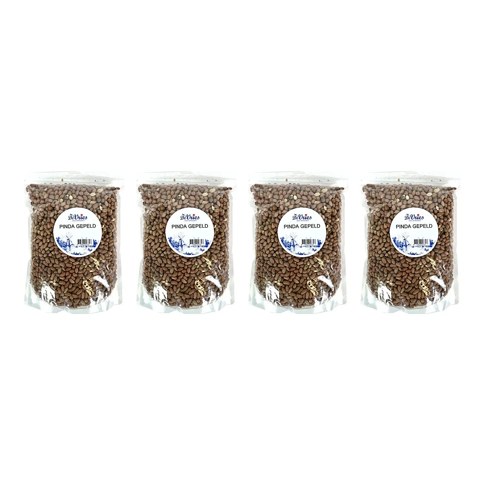 De Vries gepelde pinda's 2 kg – hersluitbare emmer, multipack 4 stuks - Afbeelding 1