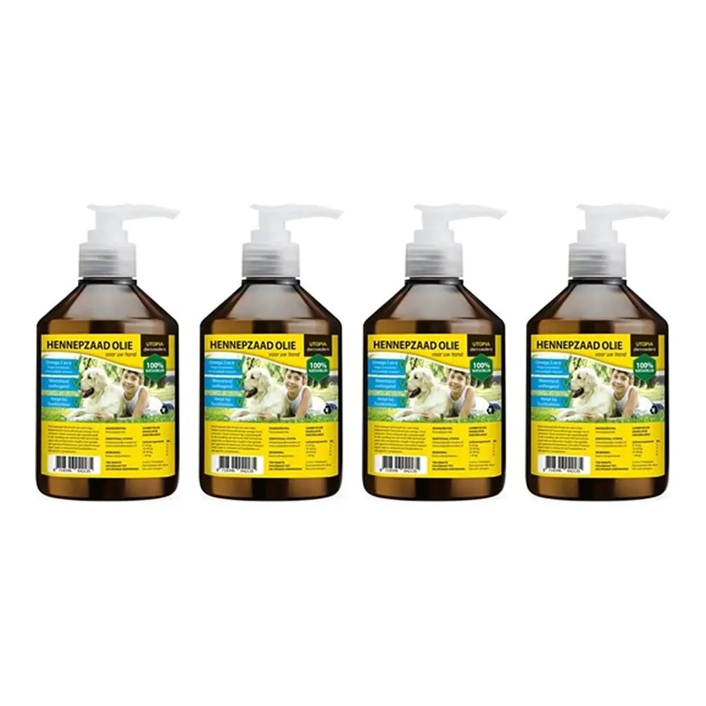 Utopia hennepzaadolie hond 500 ml met pompje – multipack 4 stuks