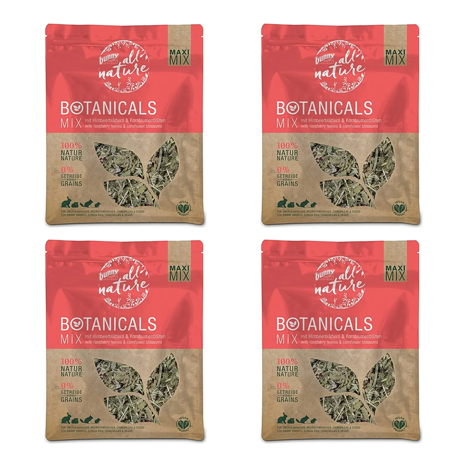 Bunny Nature Botanicals Maxi Mix frambozenblad 400 g – multipack 4 stuks - Afbeelding 1