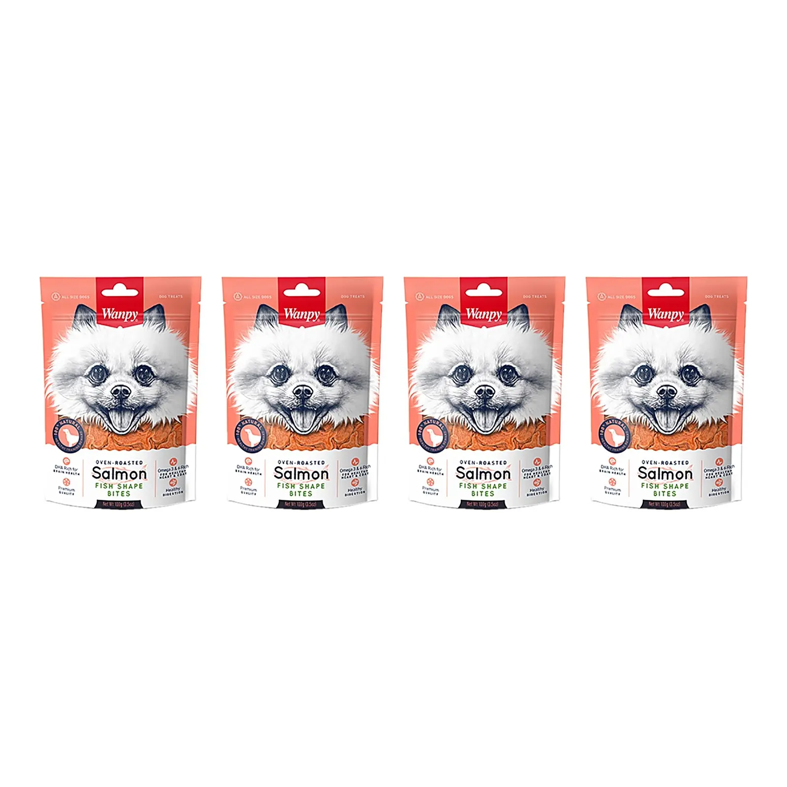 Wanpy hondensnack zalm in visvorm 100 g – multipack 4 stuks - Afbeelding 1