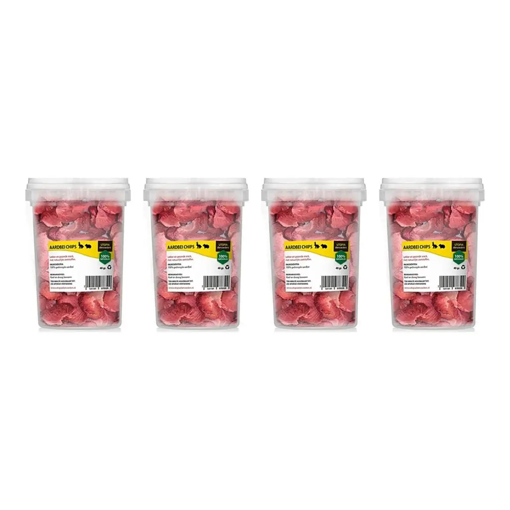 Utopia aardbeichips 50 g – gedroogde fruitsnack – multipack 4 stuks