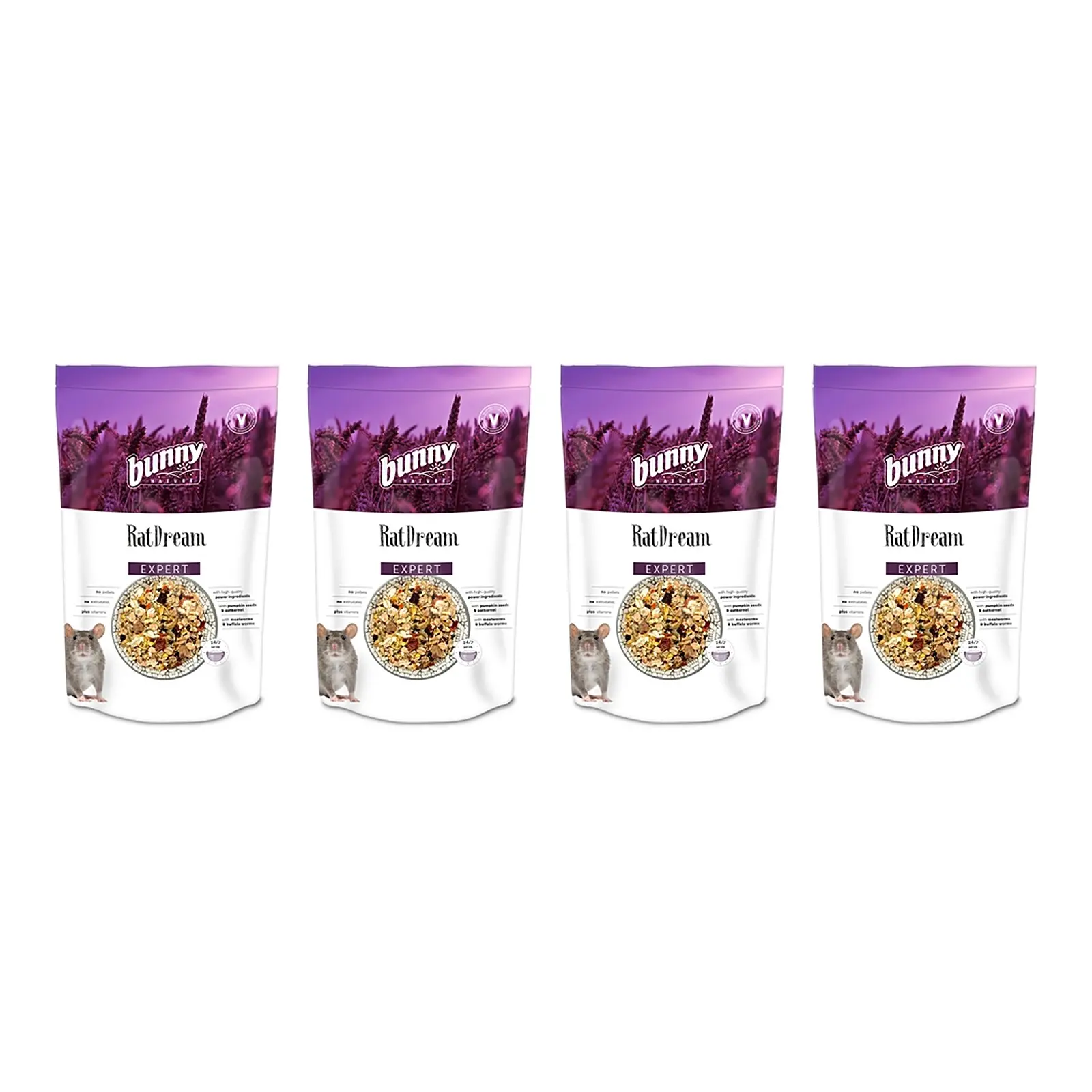 Bunny Nature Rattendroom Expert 500 g – 4 stuks, rattenvoer zonder pellets (multipack) - Afbeelding 1