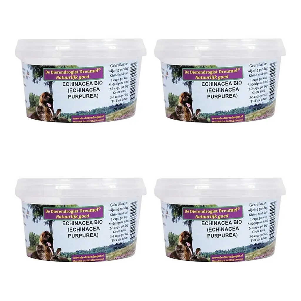 Dierendrogist echinacea bio capsules 50 stuks – 4 stuks, honden en katten (multipack)