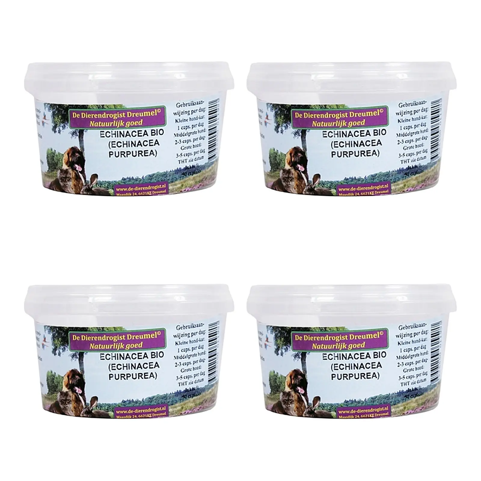 Dierendrogist echinacea bio capsules 50 stuks – 4 stuks, honden en katten (multipack) - Afbeelding 1