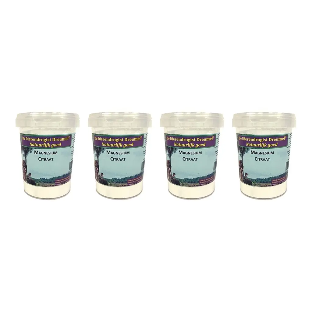 Dierendrogist magnesiumcitraat 150 g – 4 stuks, hond, kat en paard (multipack)