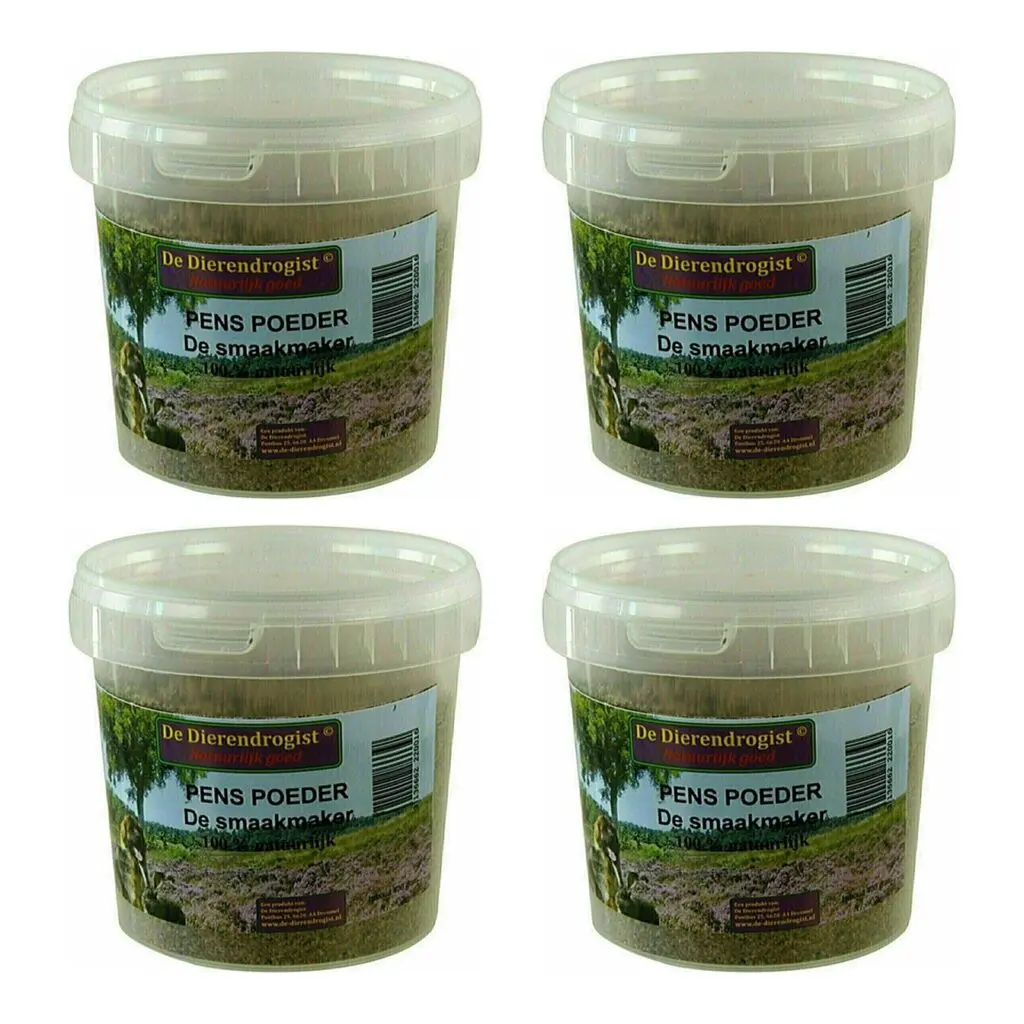 Dierendrogist gemalen penspoeder 400 g – 4 stuks, natuurlijke smaakmaker hond (multipack)