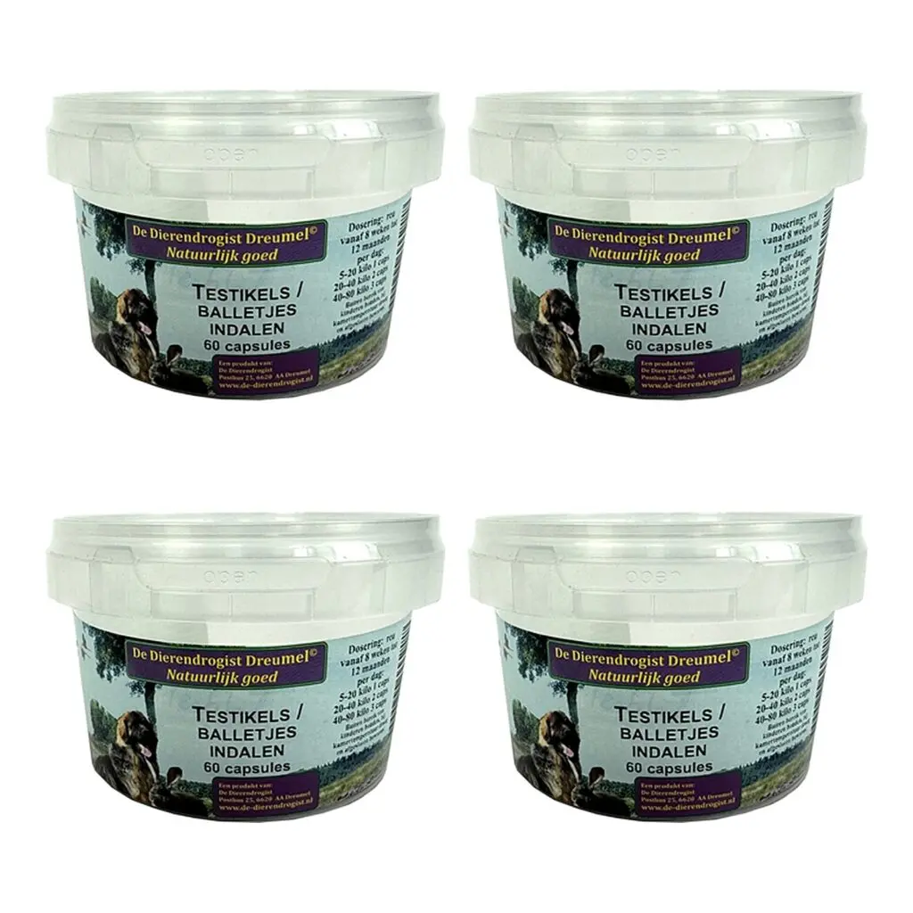 Dierendrogist Testikels Indalen 60 capsules – 4 stuks, supplement voor reuen (multipack)